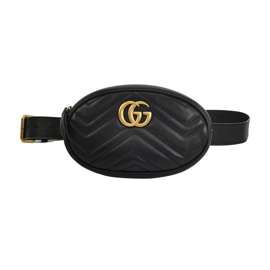 Gucci GG Marmont Small Leather V-stitch Quilted GG Logo Waist Bag Chest Bag