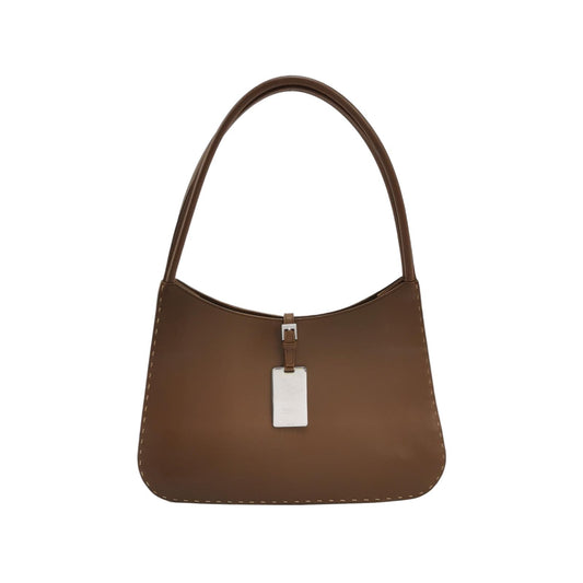 Gucci Leather Solid Metal Logo Snap Shoulder Bag