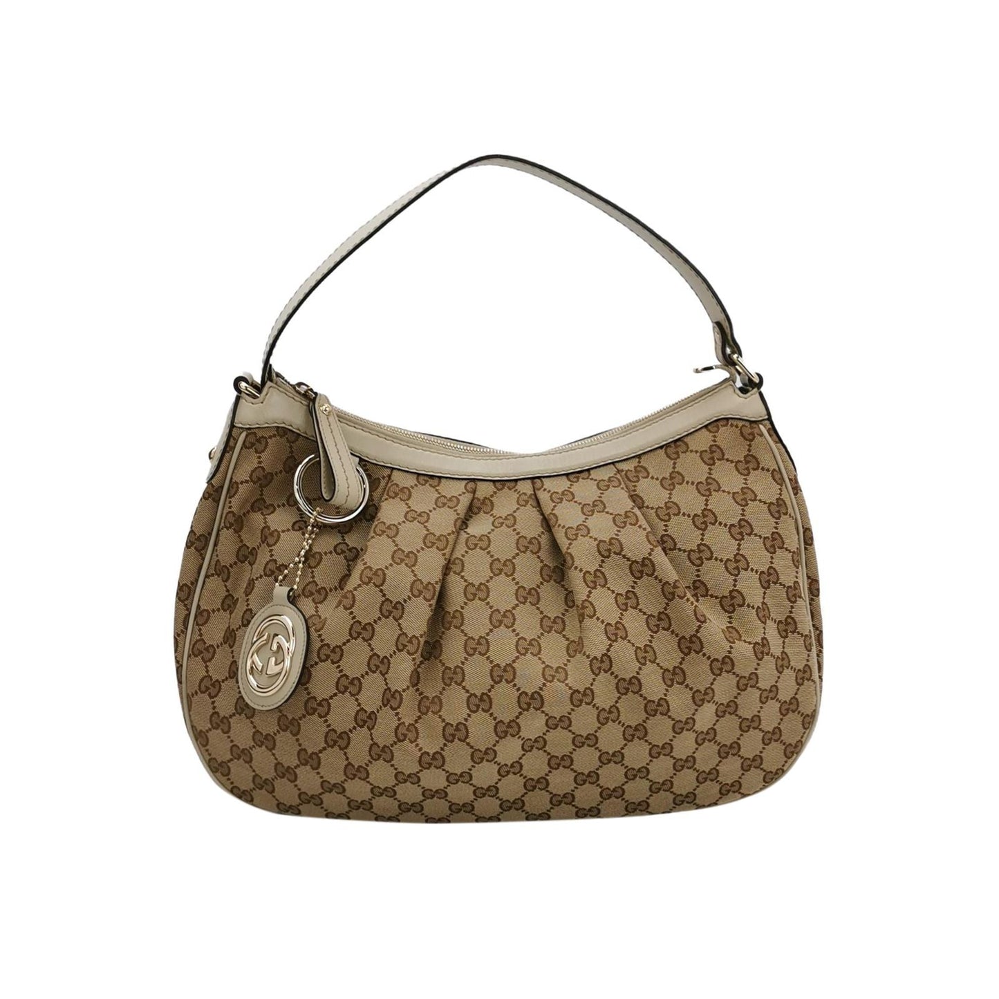 Gucci Sukey Leather and Canvas GG Monogram Shoulder Bag