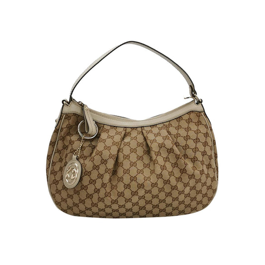 Gucci Sukey Leather and Canvas GG Monogram Shoulder Bag