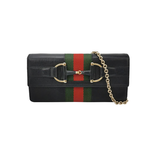 Gucci Leather and Canvas Striped Shoulder Bag