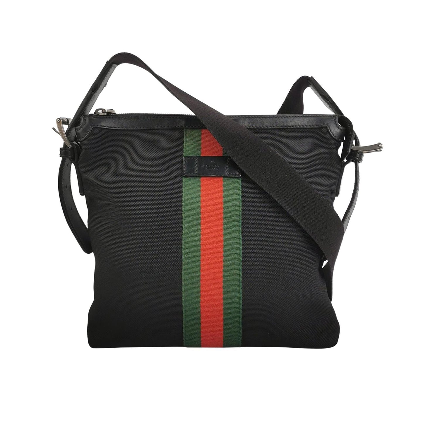 Gucci Leather and Canvas Logo Shoulder Bag