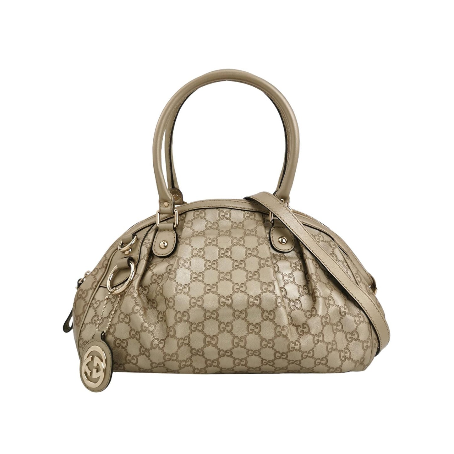 Gucci Sukey Leather GG Monogram Shoulder Bag with GG Charm
