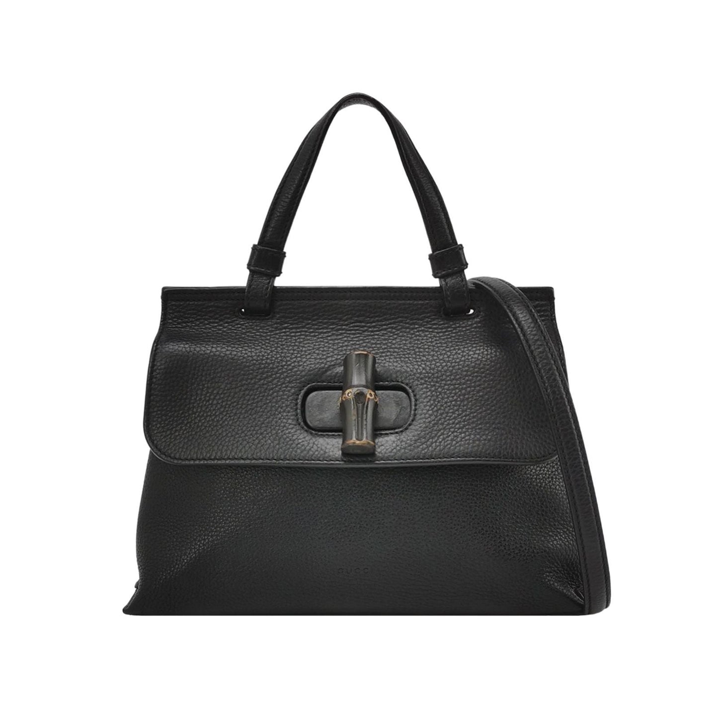 Gucci Daily Small Leather Solid Bamboo Twist Lock Crossbody Shoulder Bag