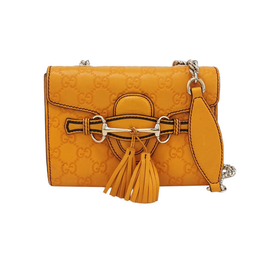 Gucci Emily Mini Leather GG Embossed Tassel Horsebit Crossbody Shoulder Bag