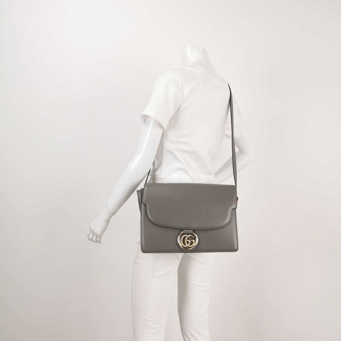 Gucci GG Ring Leather Solid Shoulder Bag