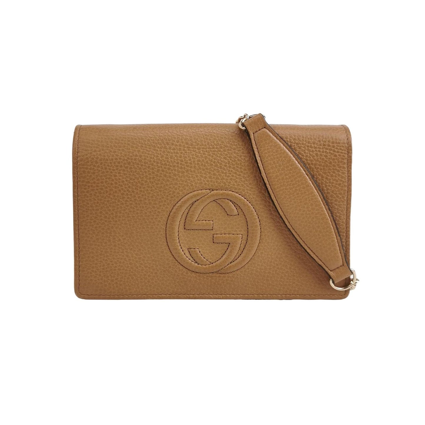Gucci Soho Mini Leather Solid Pattern GG Flap Crossbody Shoulder Bag