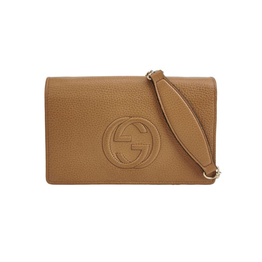 Gucci Soho Mini Leather Solid Pattern GG Flap Crossbody Shoulder Bag