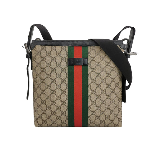Gucci Ophidia Leather GG Canvas Crossbody Shoulder Bag