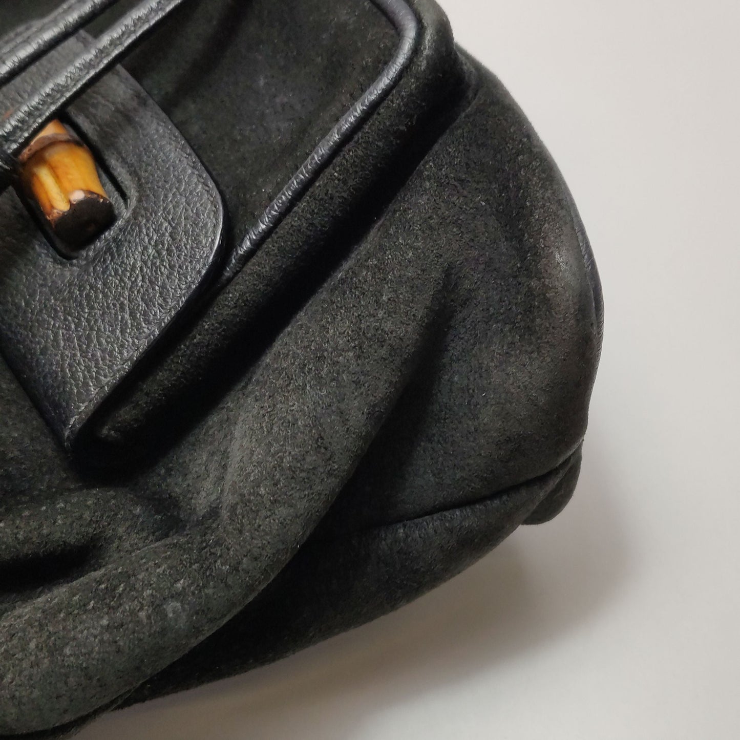 Gucci Suede Bamboo Handle Backpack
