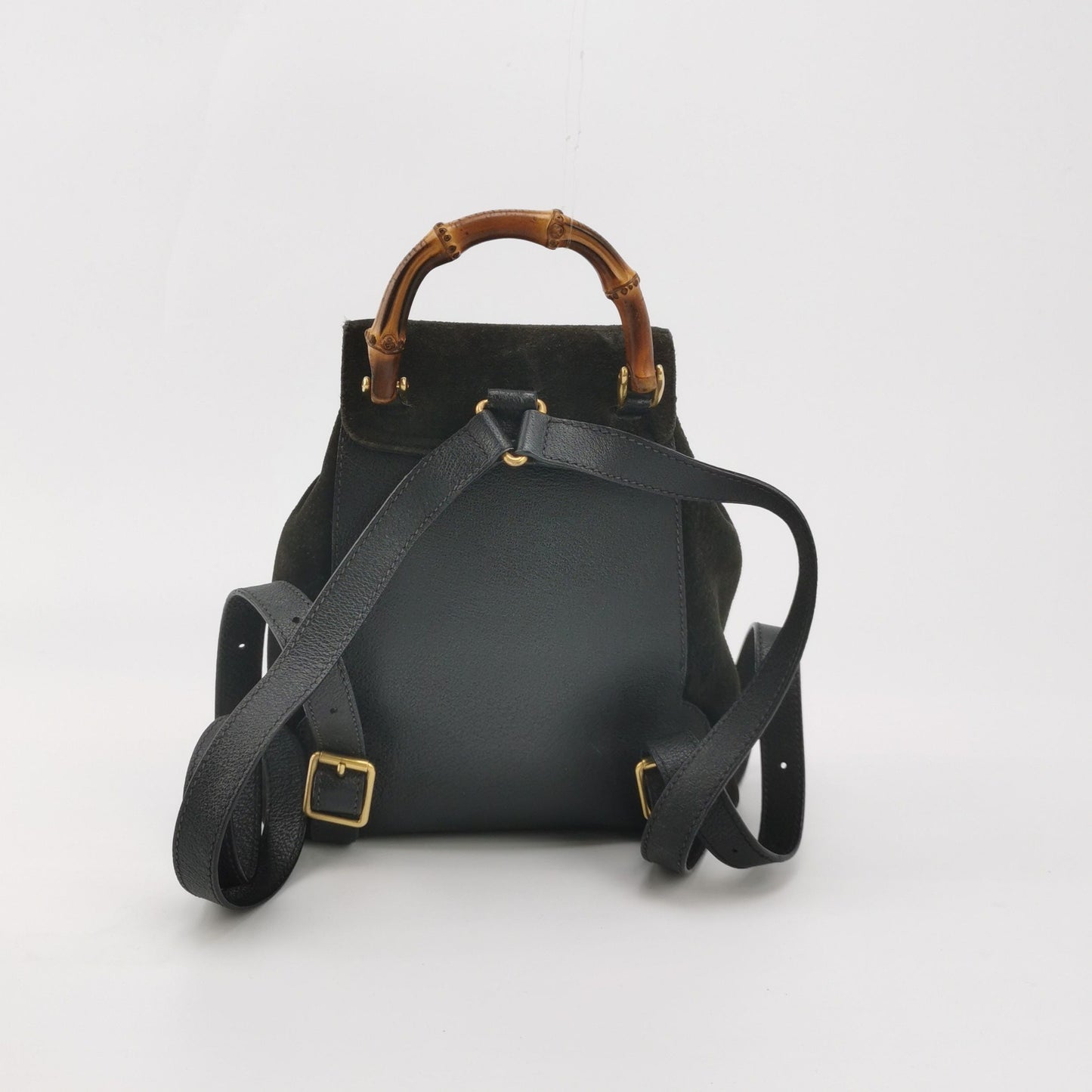Gucci Suede Bamboo Handle Backpack