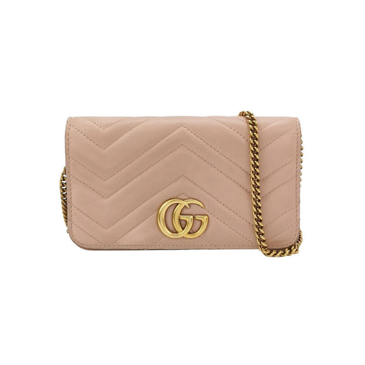 Gucci GG Marmont Leather Solid Chevron Quilted Double G Shoulder Bag Crossbody Bag