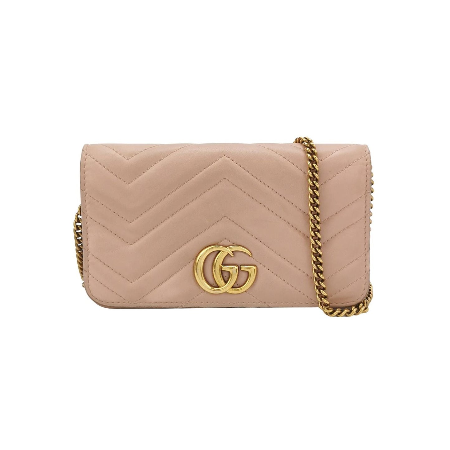 Gucci GG Marmont Leather Solid Chevron Quilted Double G Shoulder Bag Crossbody Bag