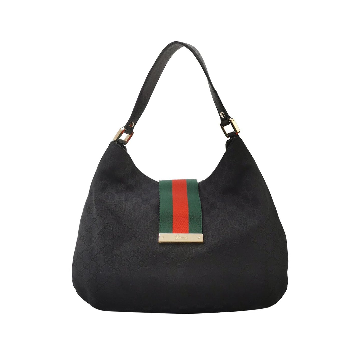 Gucci Leather and Canvas GG Logo Shoulder Bag