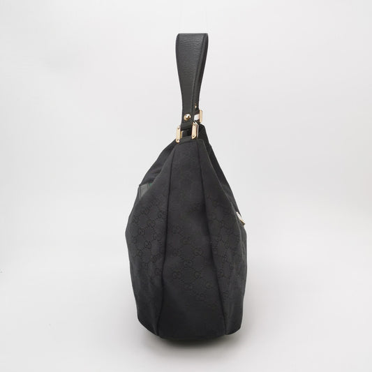 Gucci Leather and Canvas GG Logo Shoulder Bag
