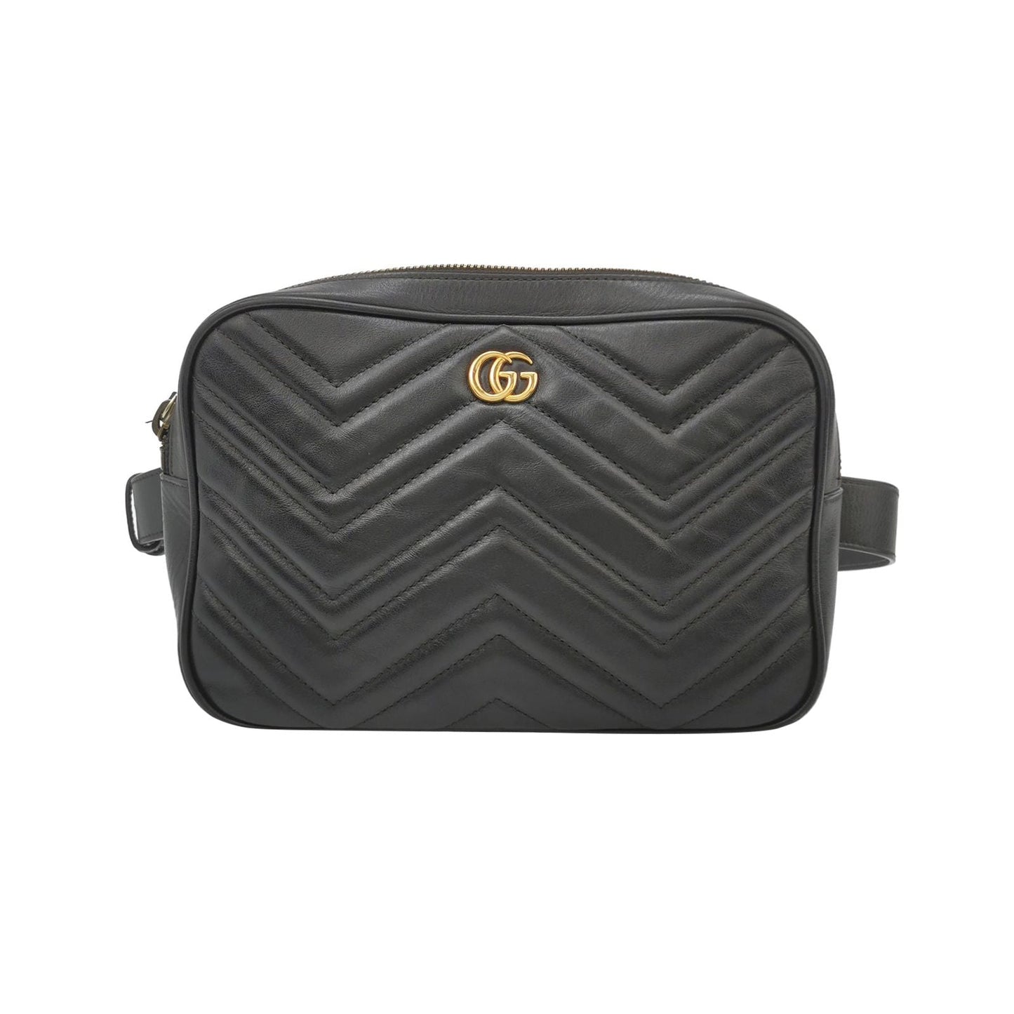Gucci GG Marmont Leather Solid Quilted Double G Logo Waist Bag Chest Bag