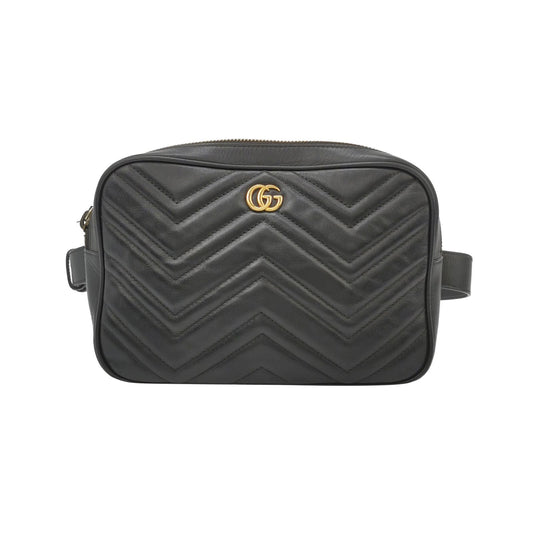 Gucci GG Marmont Leather Solid Quilted Double G Logo Waist Bag Chest Bag