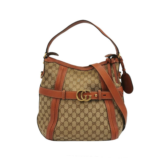 Gucci GG Canvas and Leather Shoulder Bag
