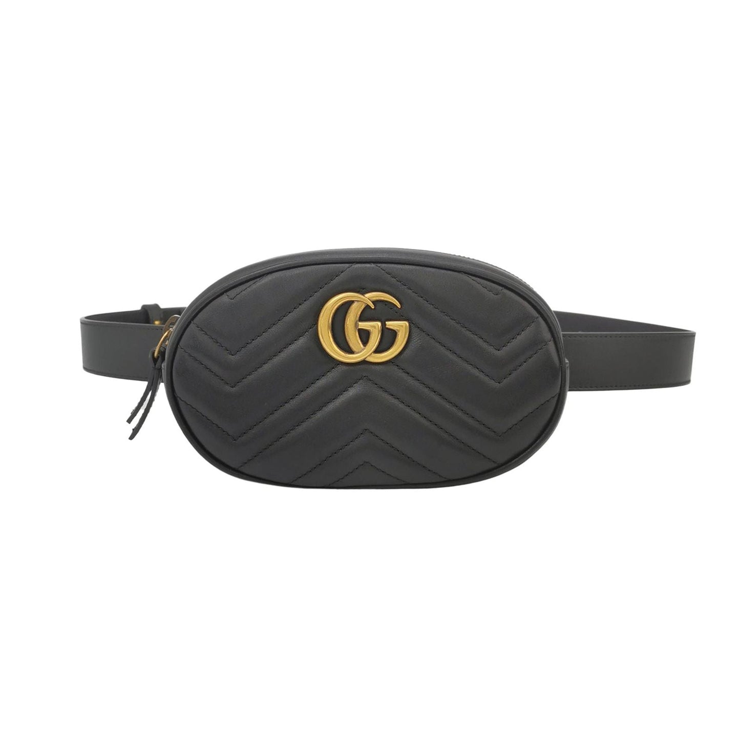 Gucci GG Marmont Small Leather V-Pattern Quilted Double G Logo Waist Bag Chest Bag