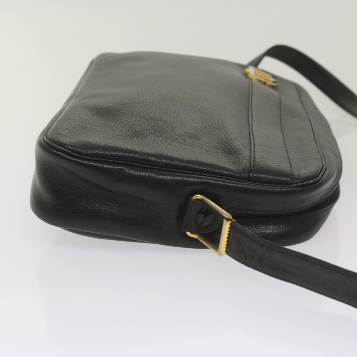 CHRISTIAN DIOR Shoulder Bag Leather Black Auth 68230