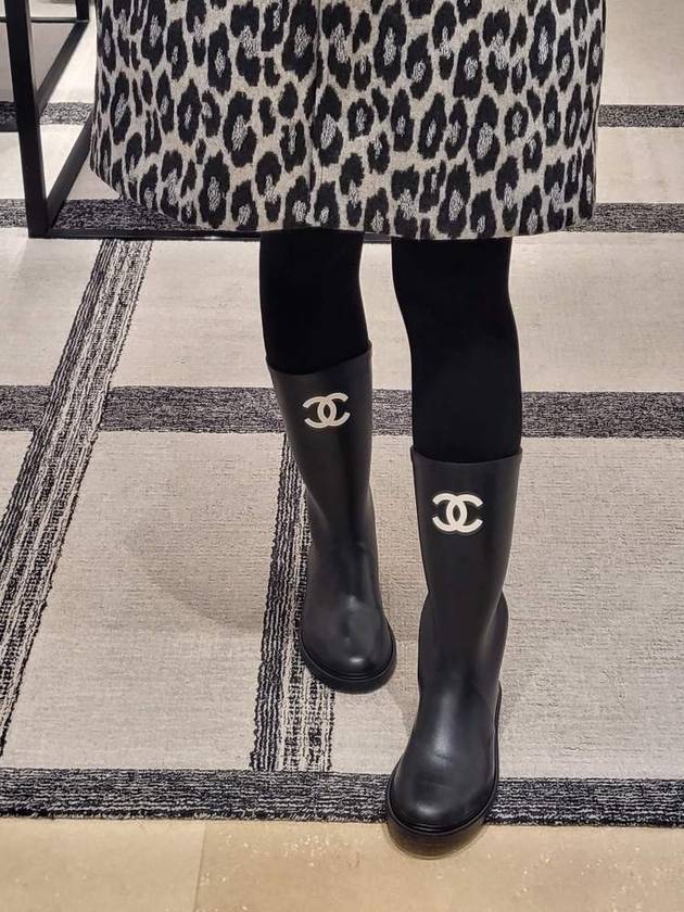 CC Logo Caoutchouc Rain Boots Black Chanel