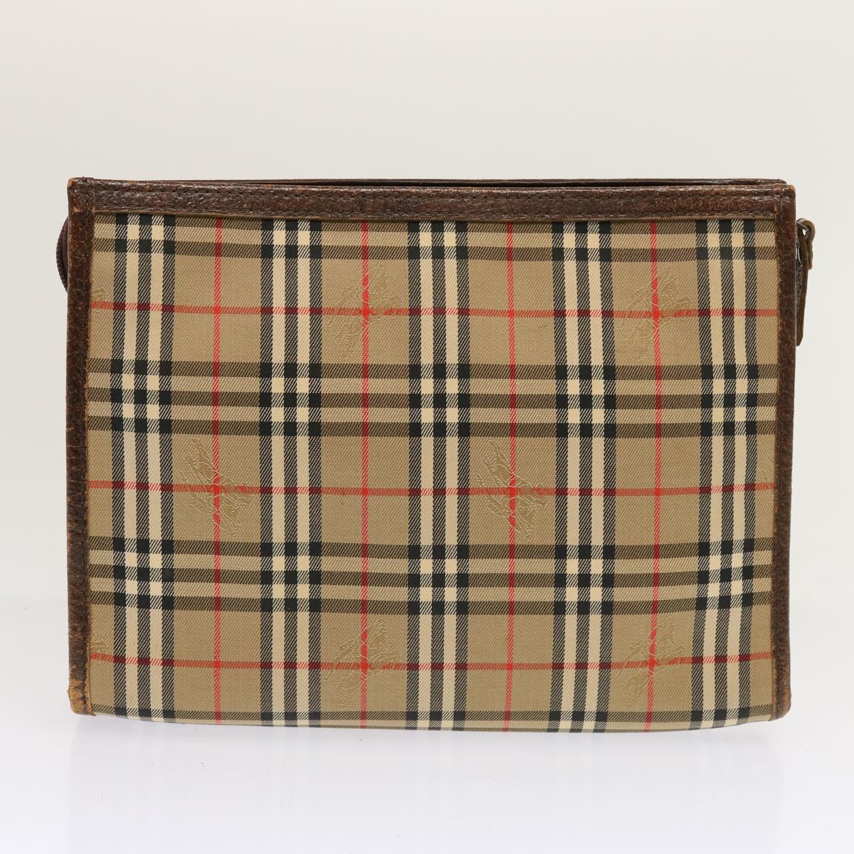 BURBERRY Nova Check Clutch Bag Canvas 2Set Beige Brown Auth 68349