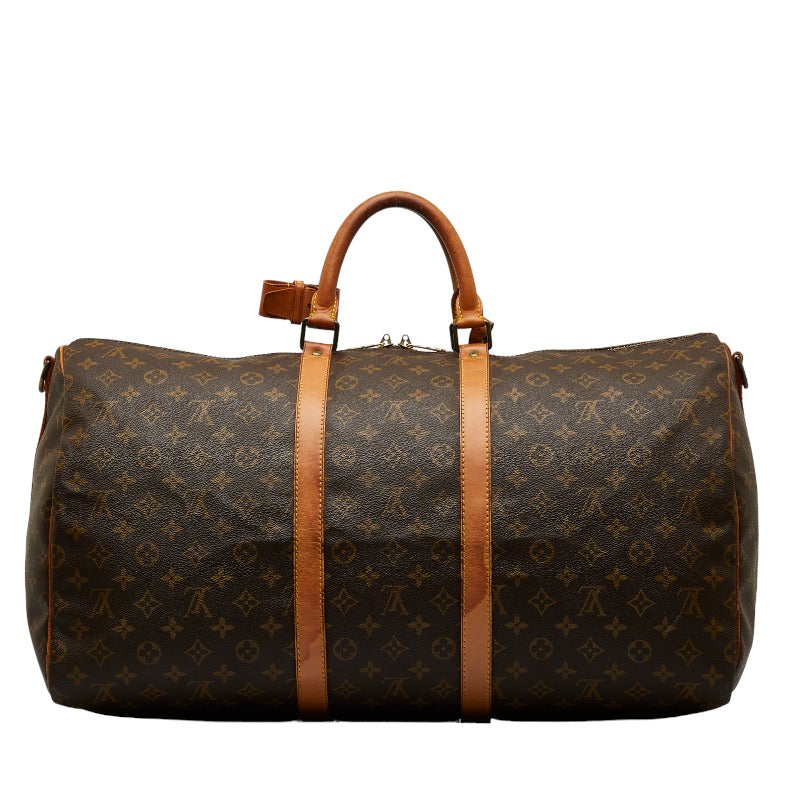 Louis Vuitton Monogram Keepall Bandouliere 55 Boston Bag 2WAY M41414 Brown PVC Leather  Louis Vuitton