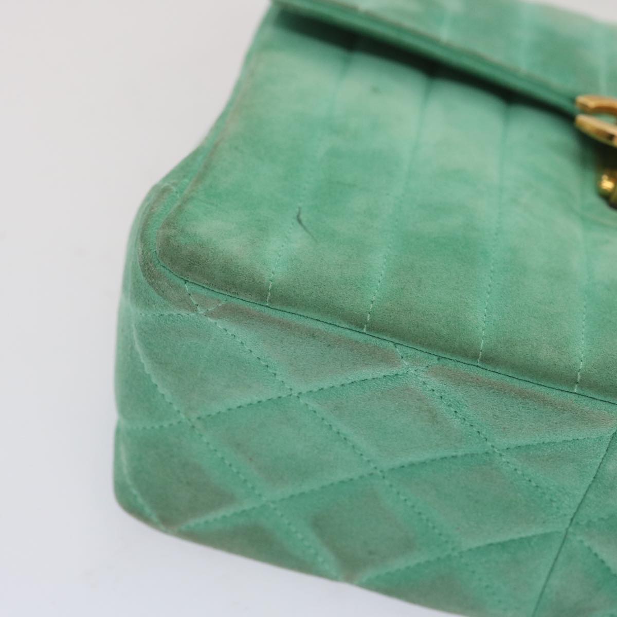 Top Quality Chanel Hand Bag Suede Green CC Auth 68731A