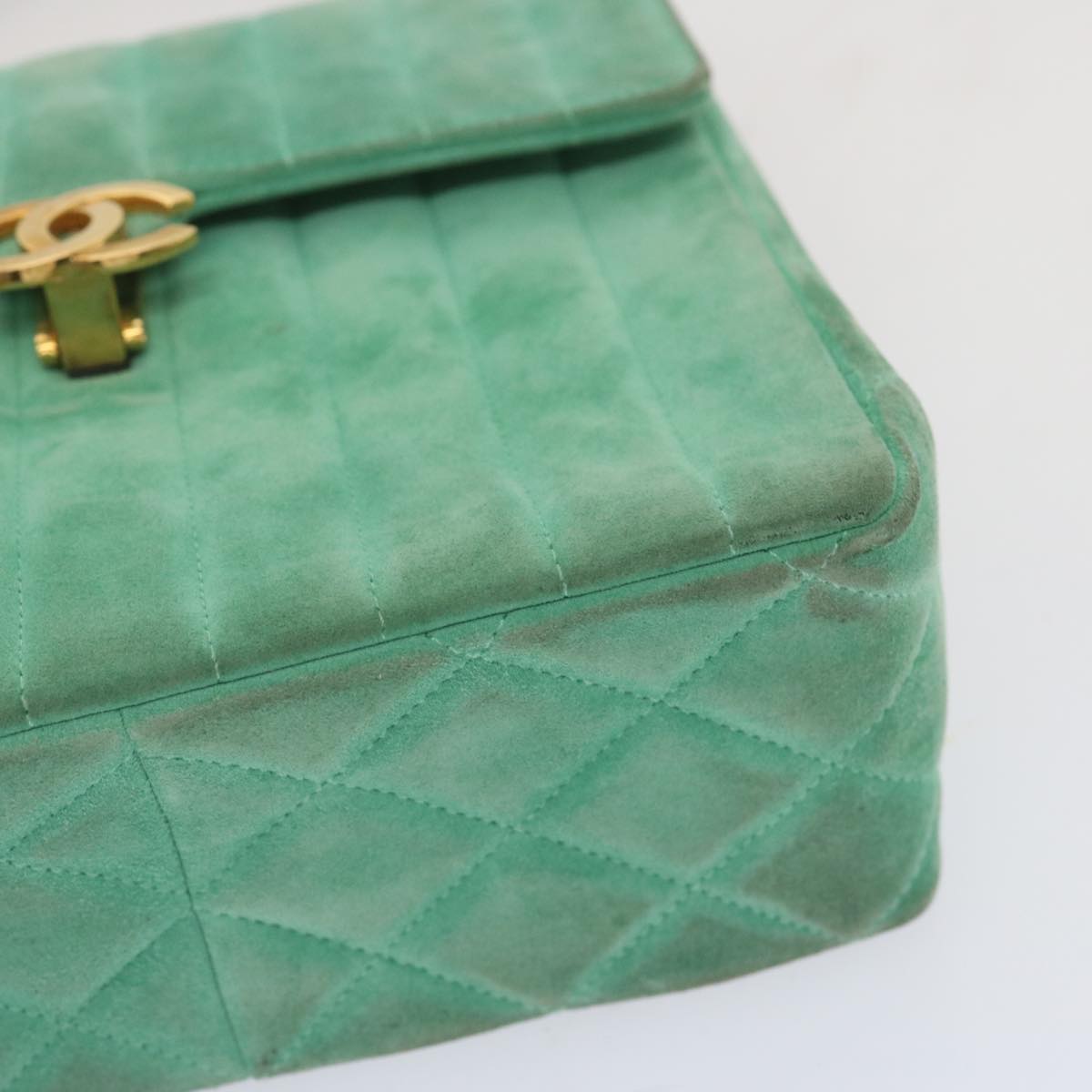 Top Quality Chanel Hand Bag Suede Green CC Auth 68731A