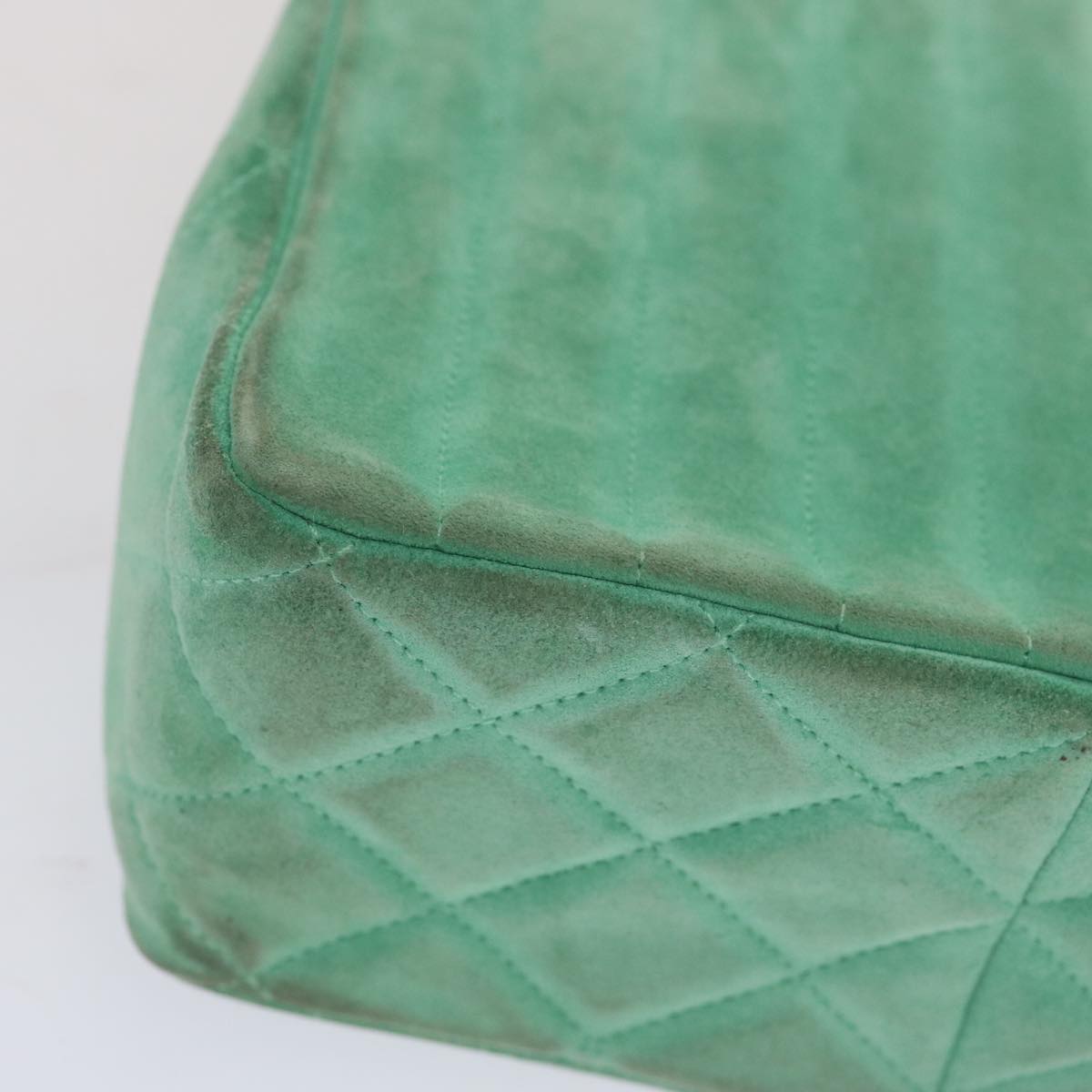 Top Quality Chanel Hand Bag Suede Green CC Auth 68731A