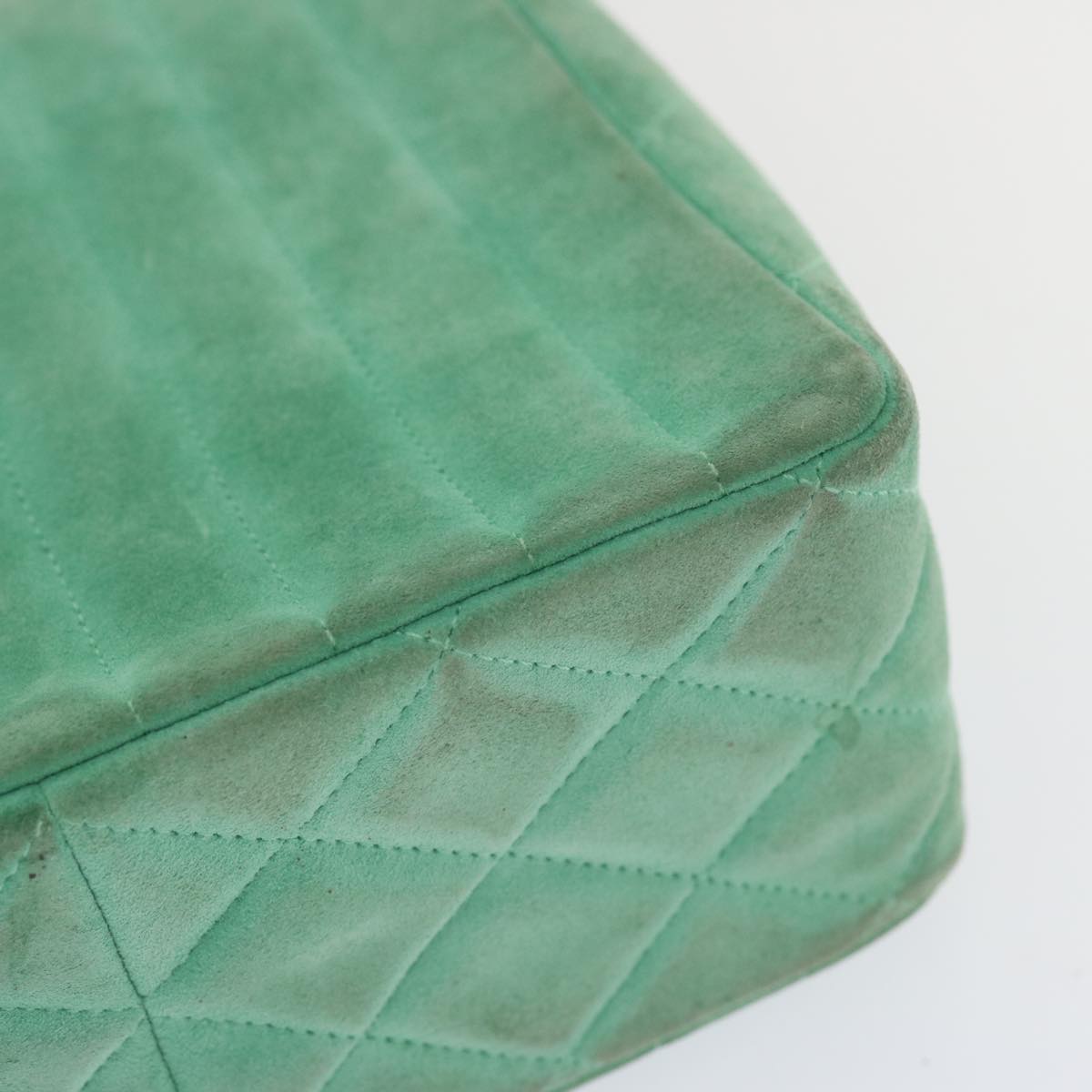 Top Quality Chanel Hand Bag Suede Green CC Auth 68731A