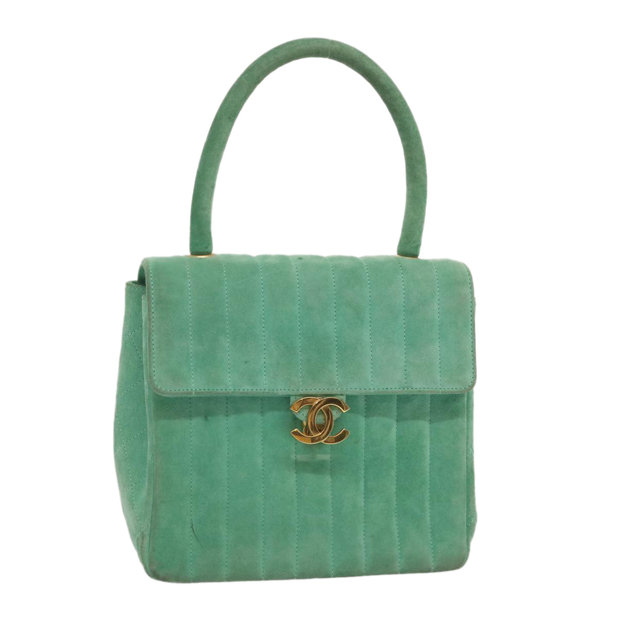 Top Quality Chanel Hand Bag Suede Green CC Auth 68731A