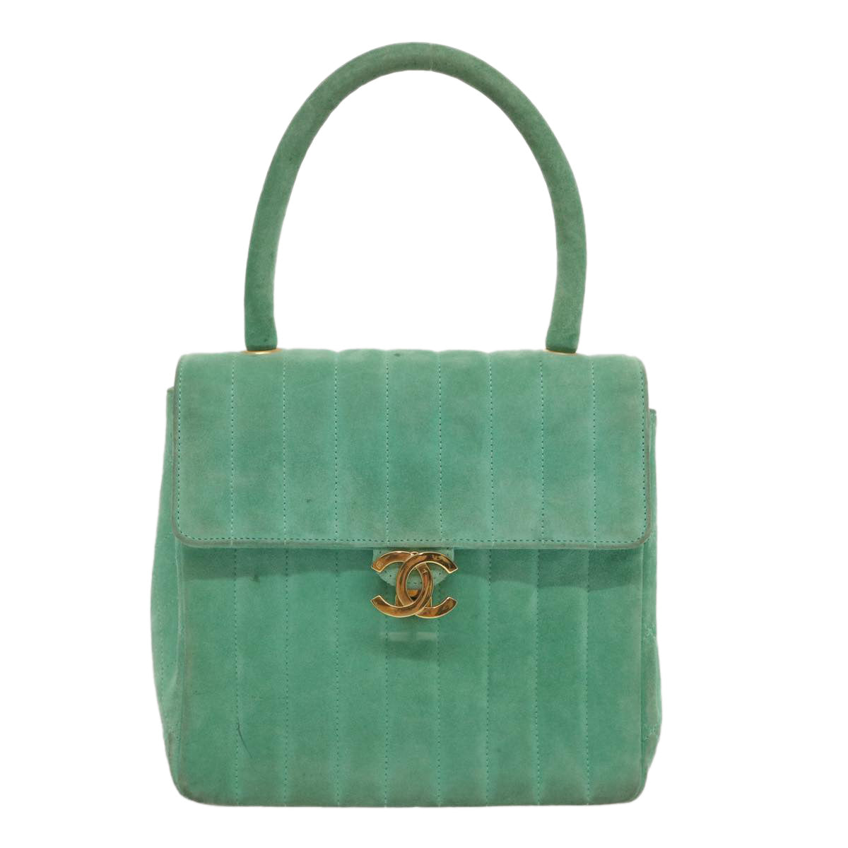 Top Quality Chanel Hand Bag Suede Green CC Auth 68731A