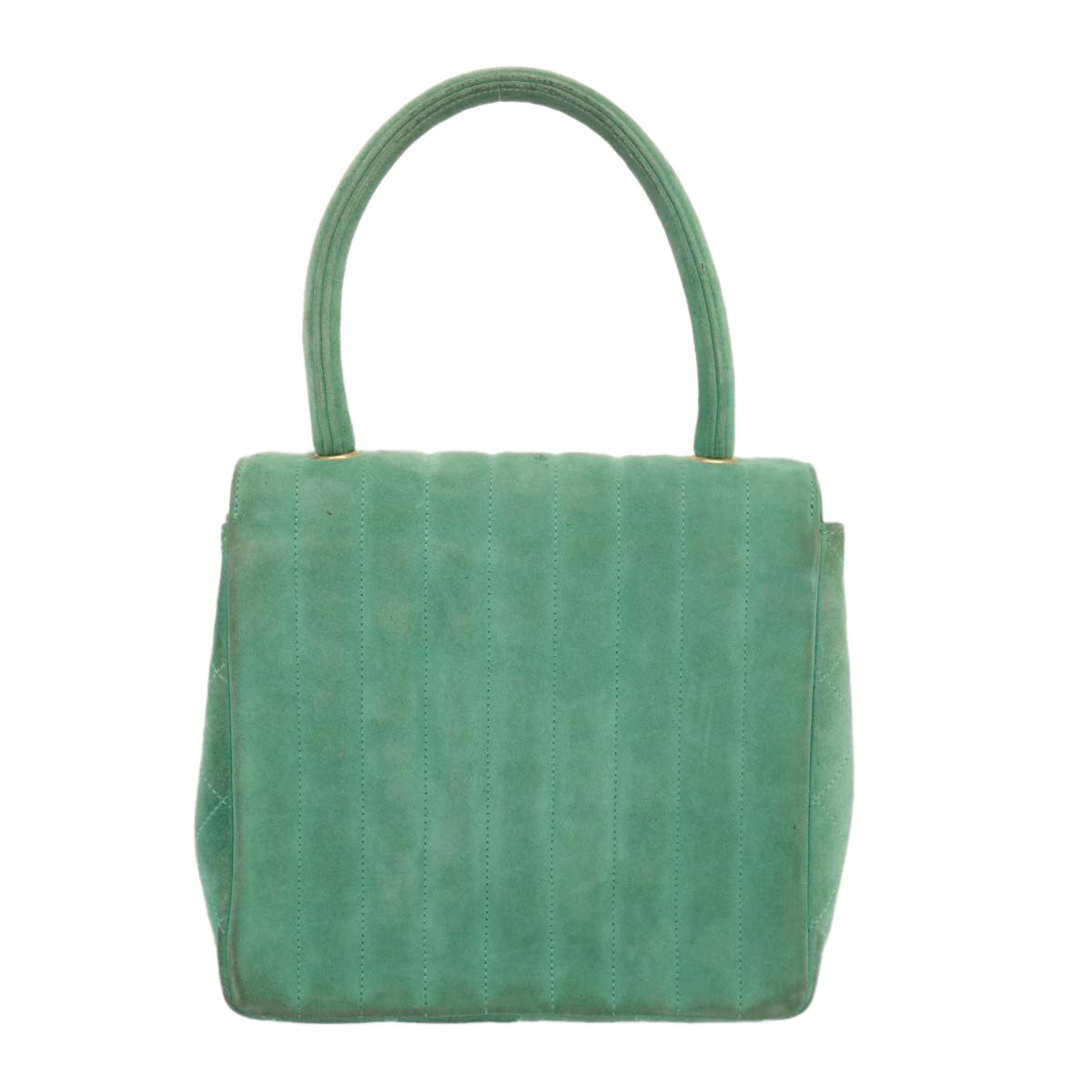 CHANEL Hand Bag Suede Green CC Auth 68731A