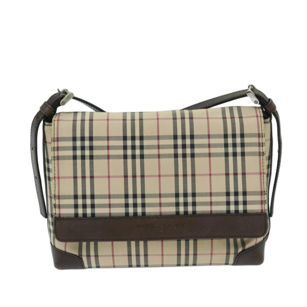 BURBERRY Nova Check Shoulder Bag Canvas Beige Brown Auth 68814