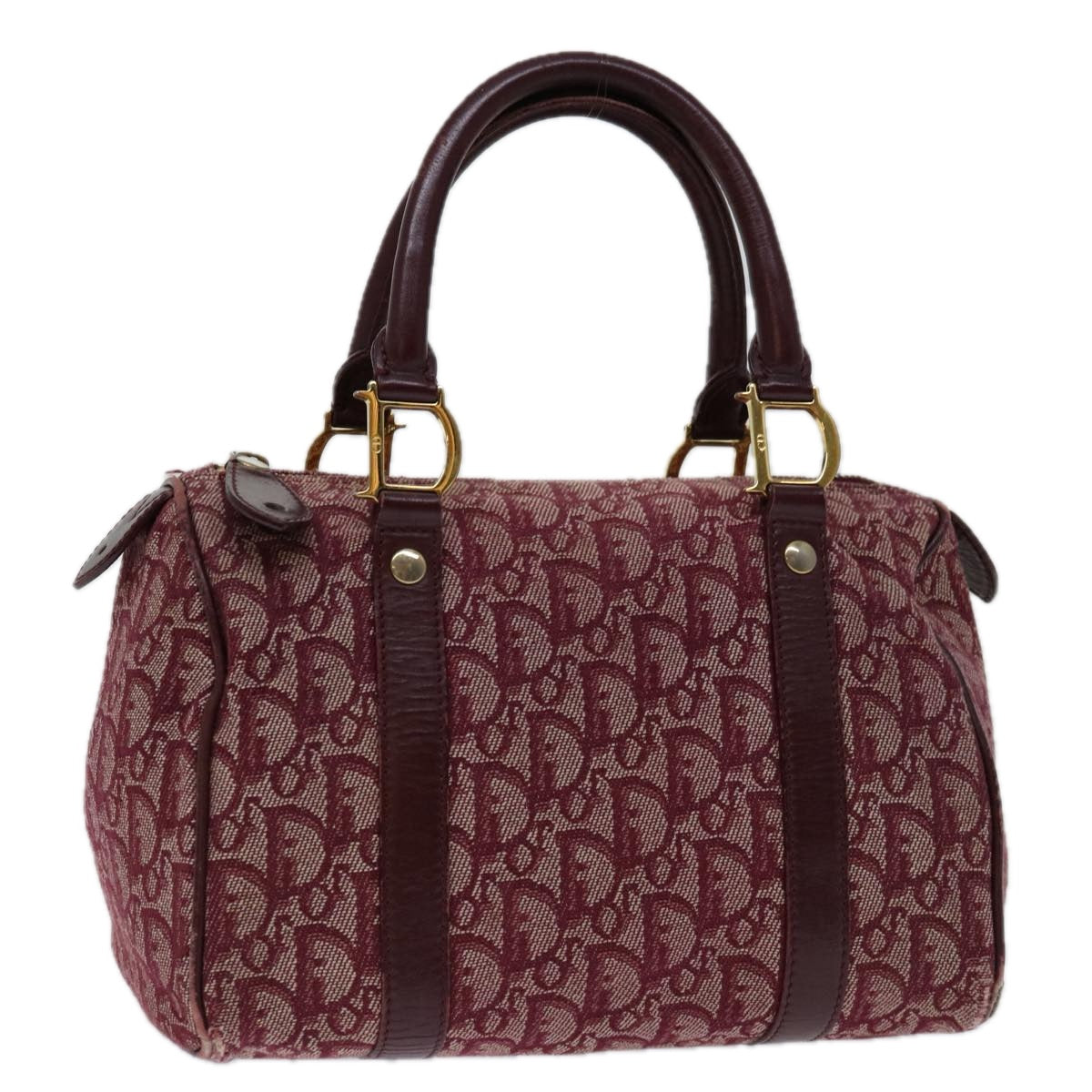 CHRISTIAN DIOR Trotter Canvas Hand Bag Red Auth 68909