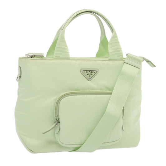 PRADA Hand Bag Nylon 2way Light Green Auth 68918A
