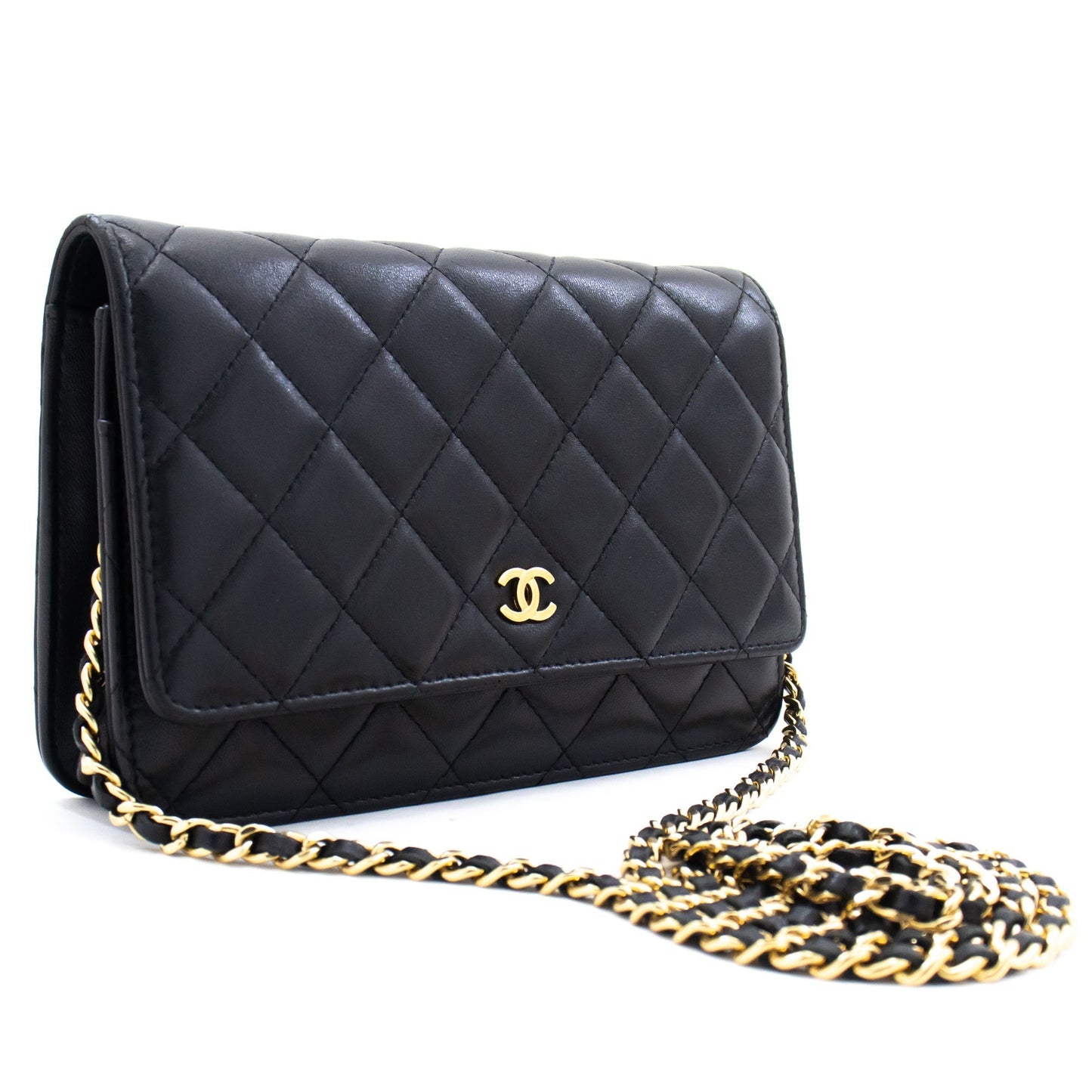 CHANEL Black Classic Wallet On Chain WOC Shoulder Bag Crossbody