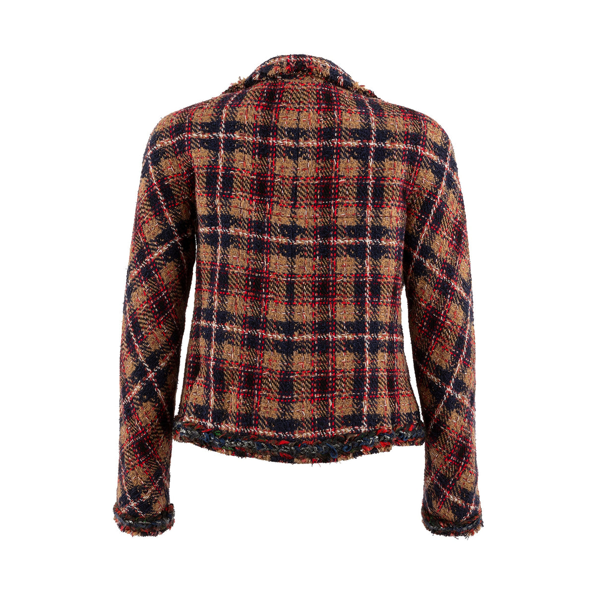 Tweed Jacket Plaid Pattern Brown Multi