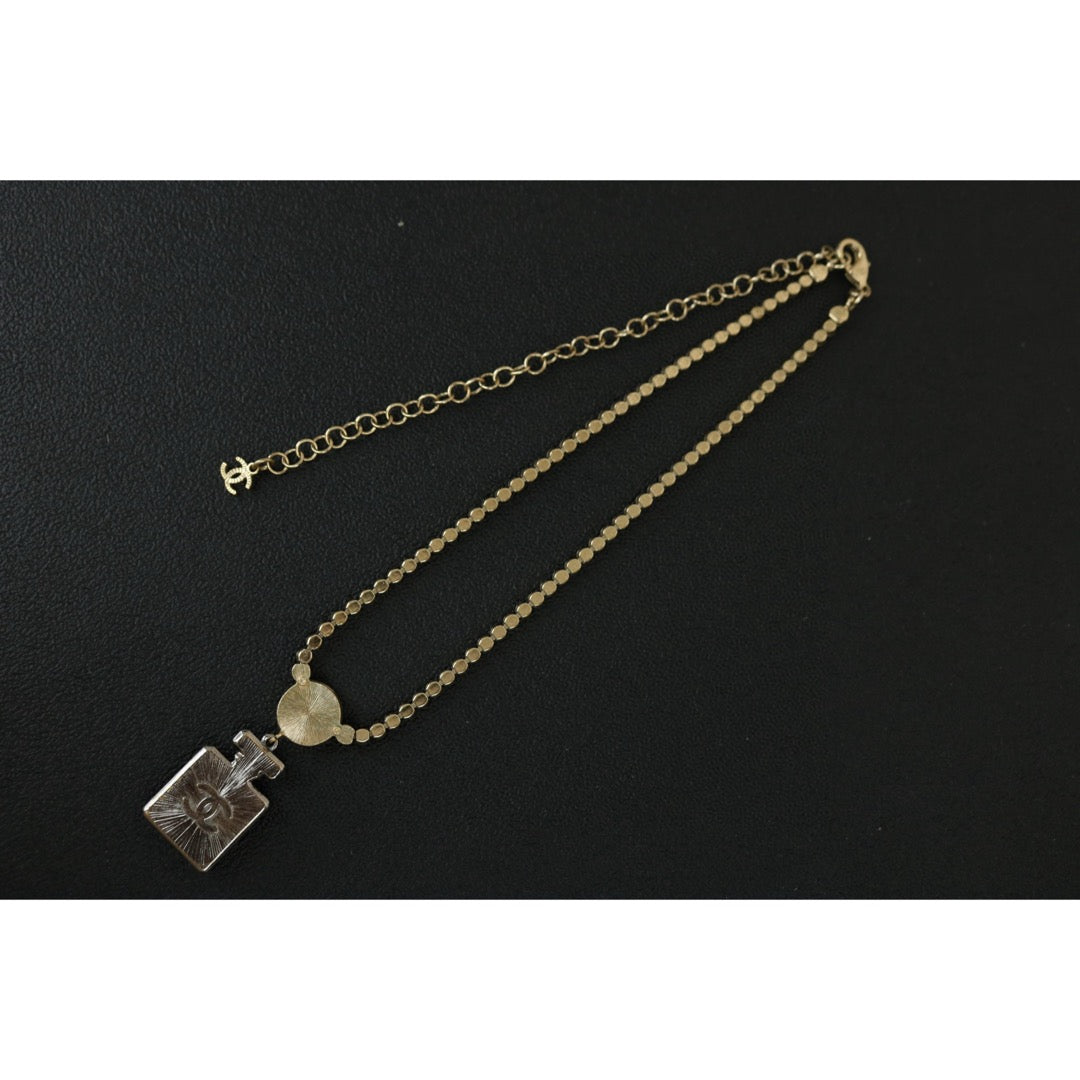 Very Good ( Rank A)｜ CHANEL Crystal Charm 5 Perfume Bottle Gold Chain Chocker Necklace｜F25012311