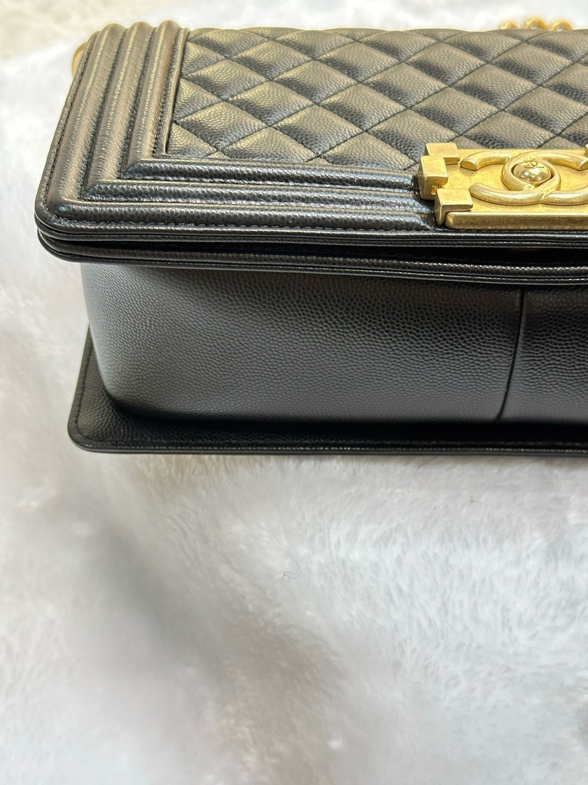 Chanel Medium Caviar Boy Bag Black GHW 27 holo card