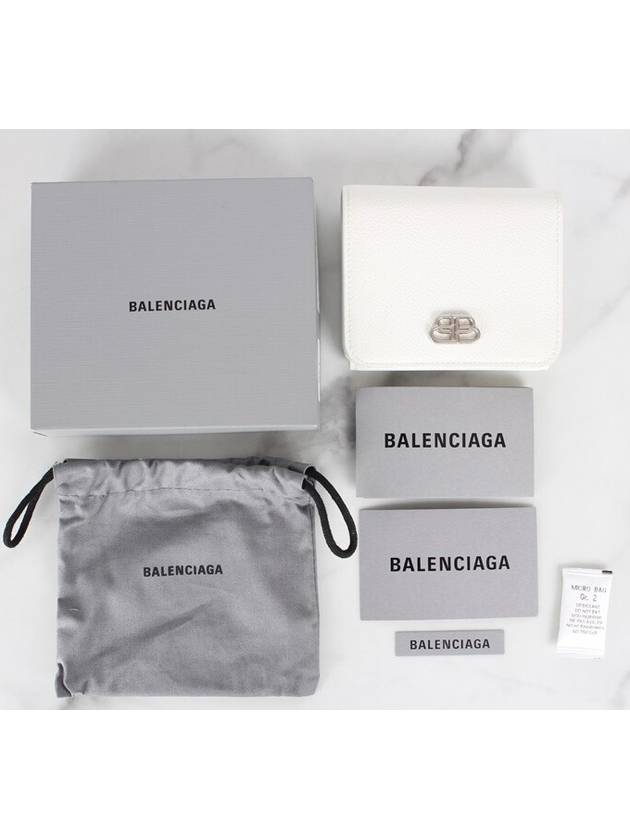 Luxury Balenciaga  BB silver bi fold wallet white