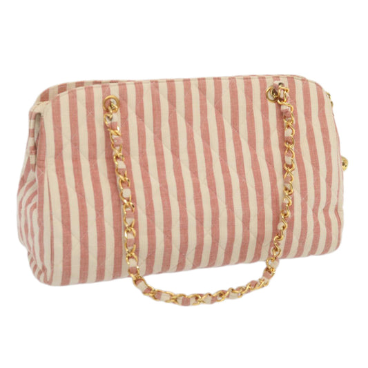 Top Quality Chanel Matelasse Chain Shoulder Bag Canvas White Red CC Auth 69059SA