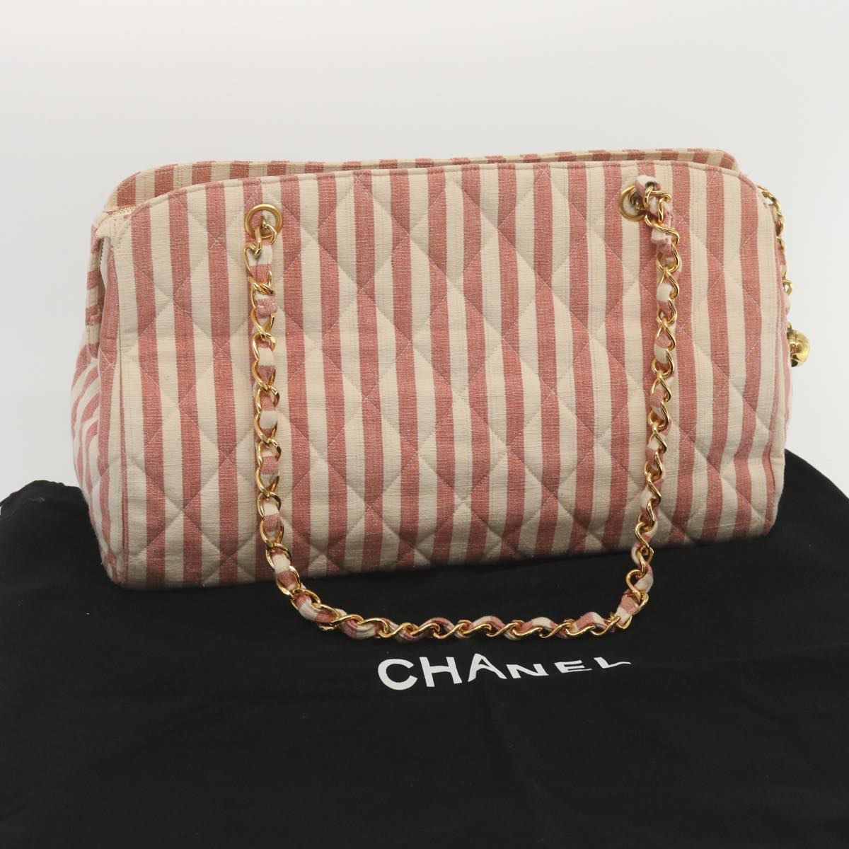 Top Quality Chanel Matelasse Chain Shoulder Bag Canvas White Red CC Auth 69059SA