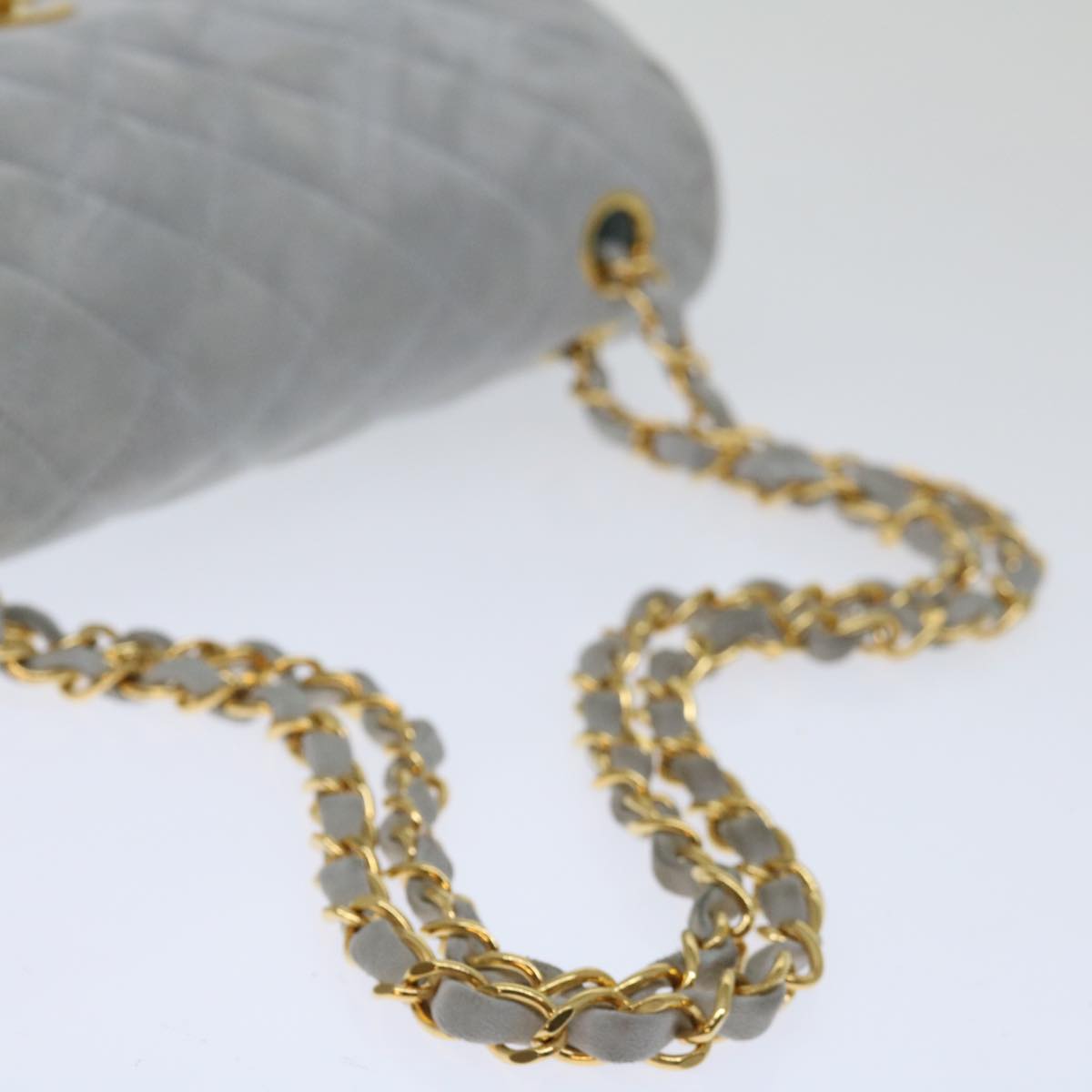 Top Quality Chanel Matelasse Chain Shoulder Bag Suede Light Blue CC Auth 69060A