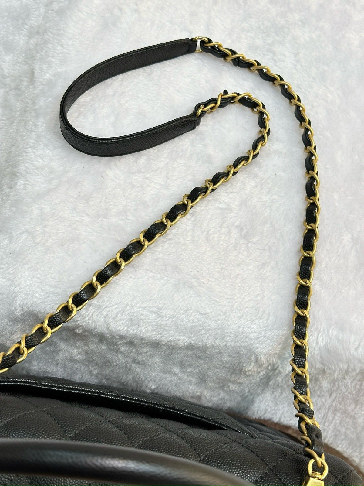 Chanel Medium Caviar Quilted Coco Handle Flap Black GHW