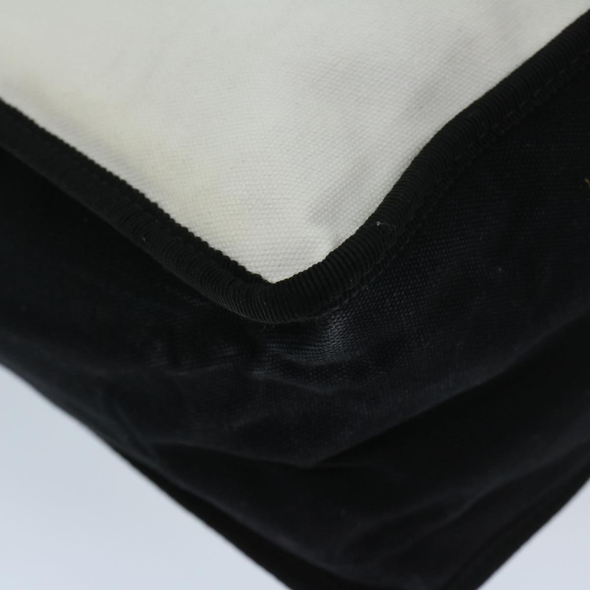 CHANEL Tote Bag Canvas White Black A92884 CC Auth 69104A