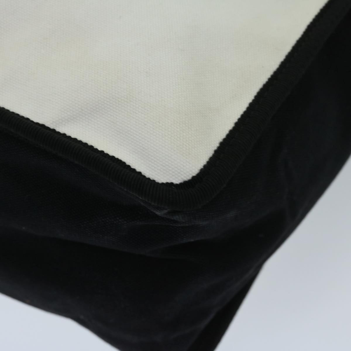 CHANEL Tote Bag Canvas White Black A92884 CC Auth 69104A