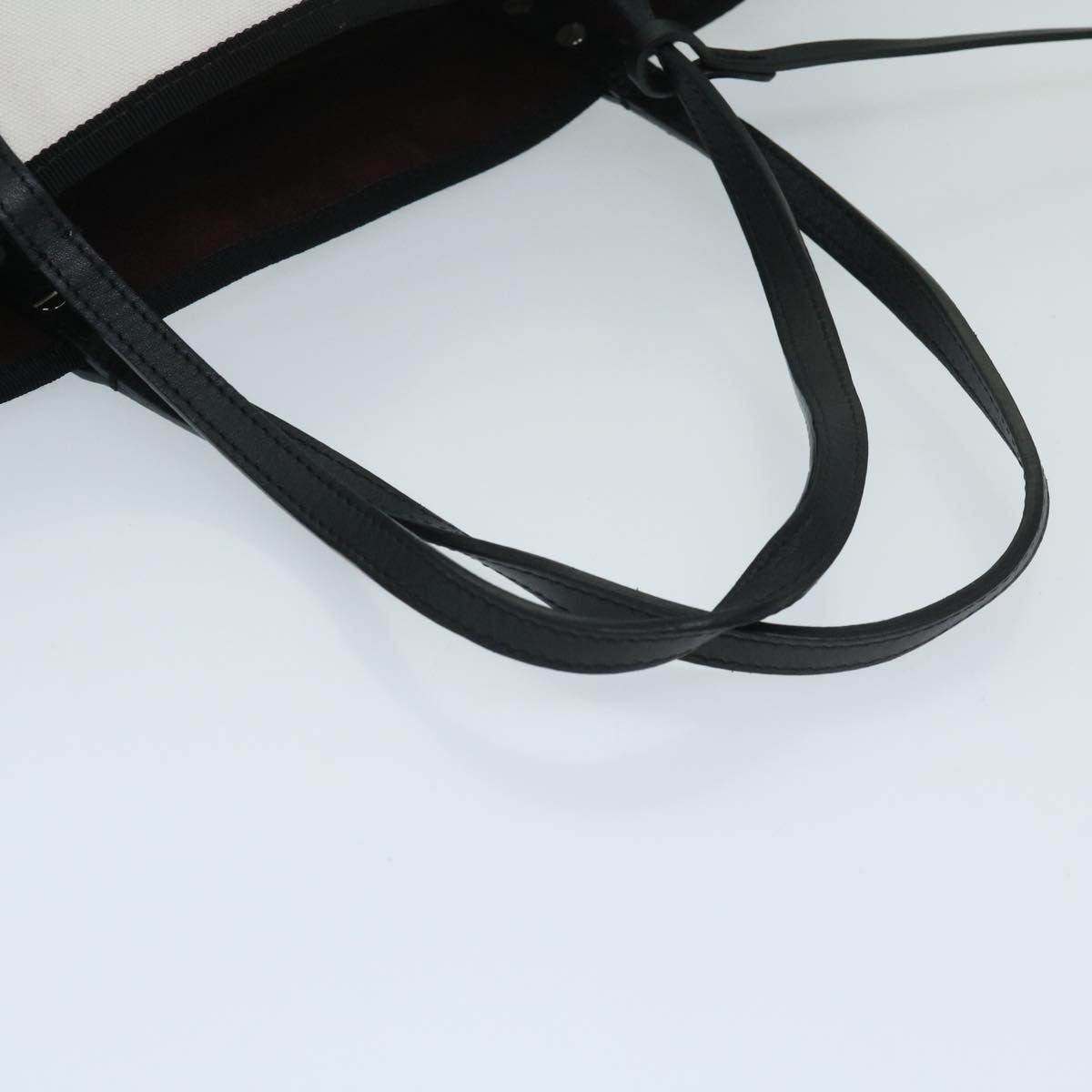 CHANEL Tote Bag Canvas White Black A92884 CC Auth 69104A