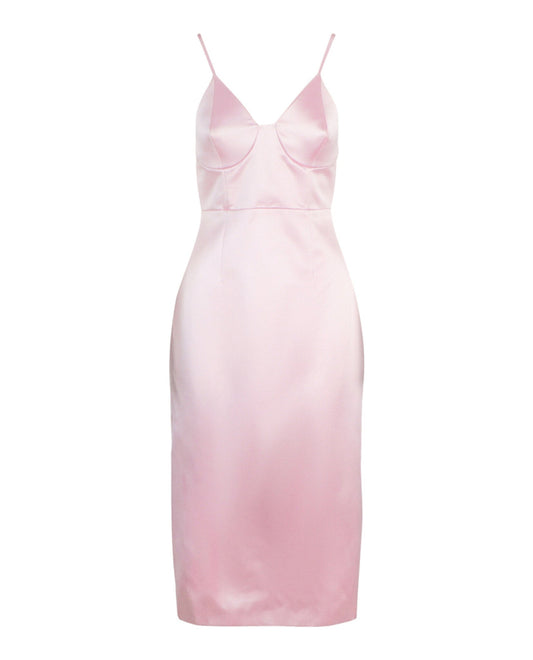 Gucci Womens Silk Duchesse Midi Sleeveless Dress Pink